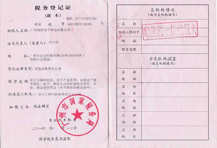 人生就是博电子税务登记证