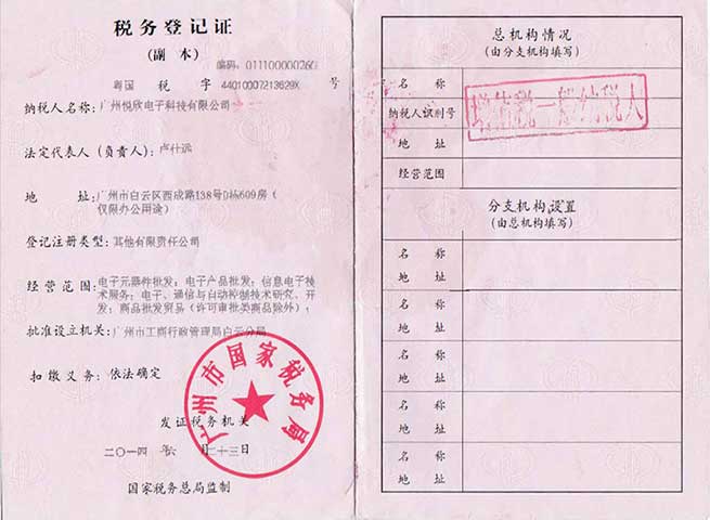 人生就是博税务登记证